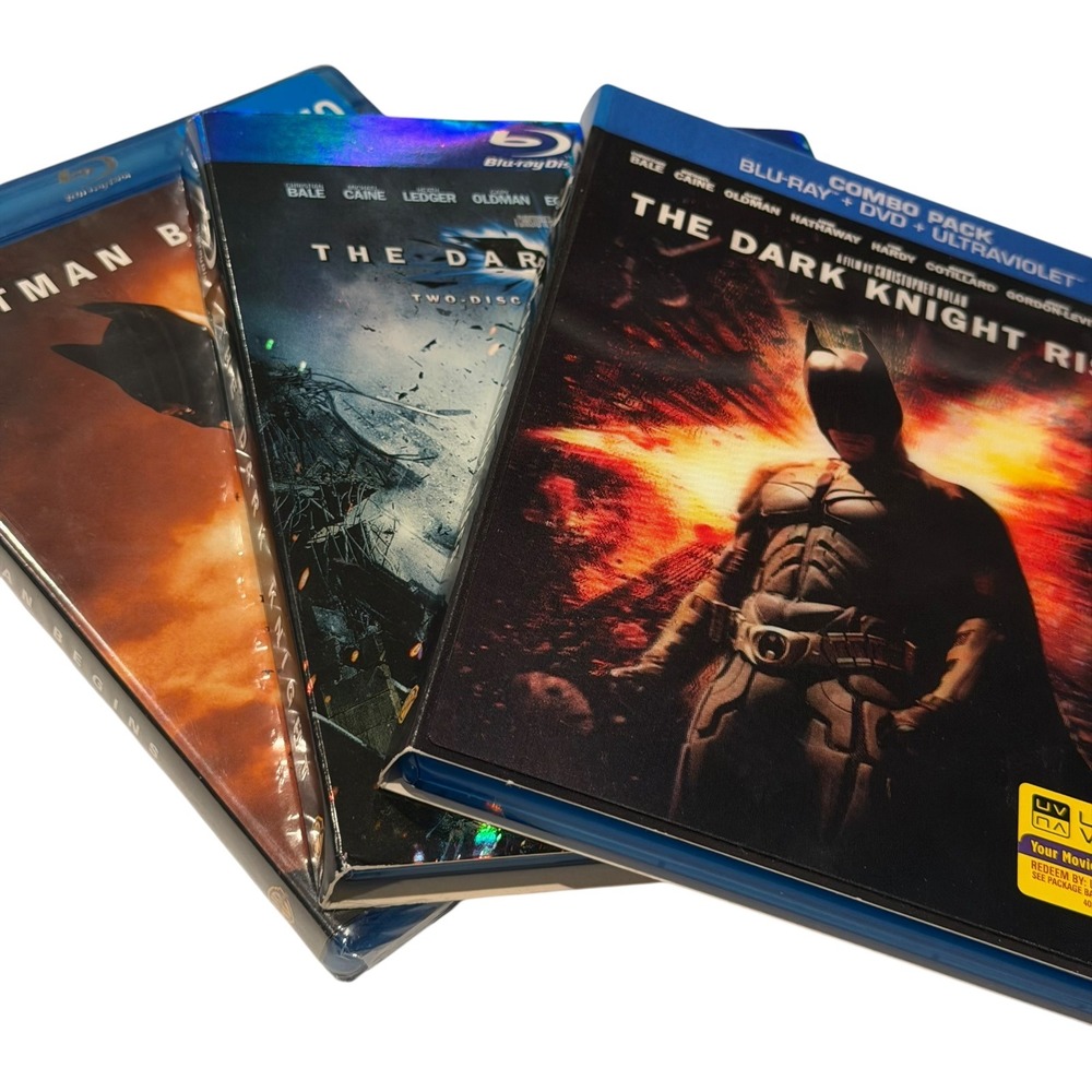 Warner Bros Batman Dark Knight Trilogy Blu-ray Lot 3 Movies Nolan Used/New